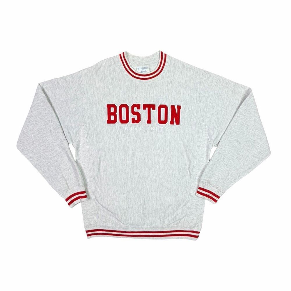 Vintage Champion Reverse Weave Boston University Crew Neck Sweatshirt - Small